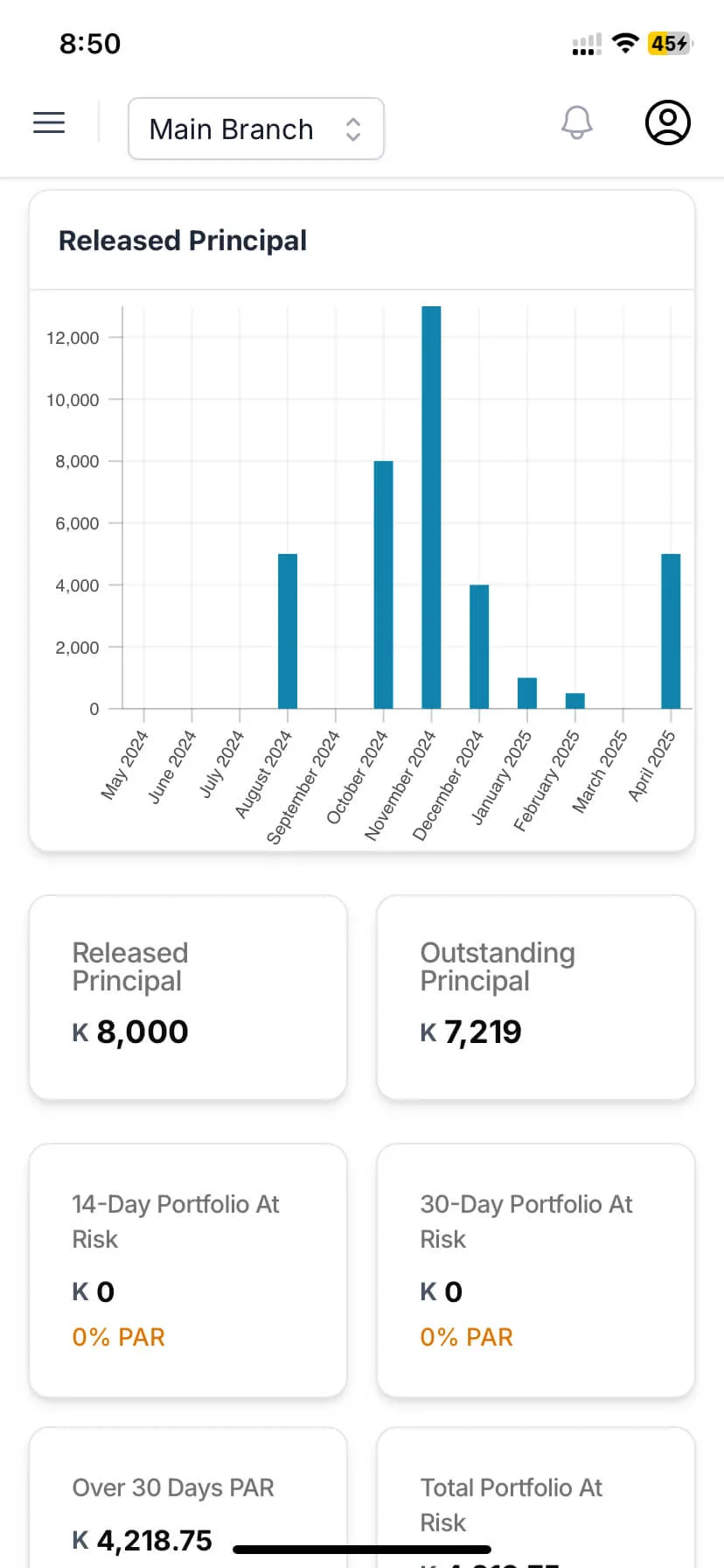 Mobile dashboard view showing loan management interface on smartphone