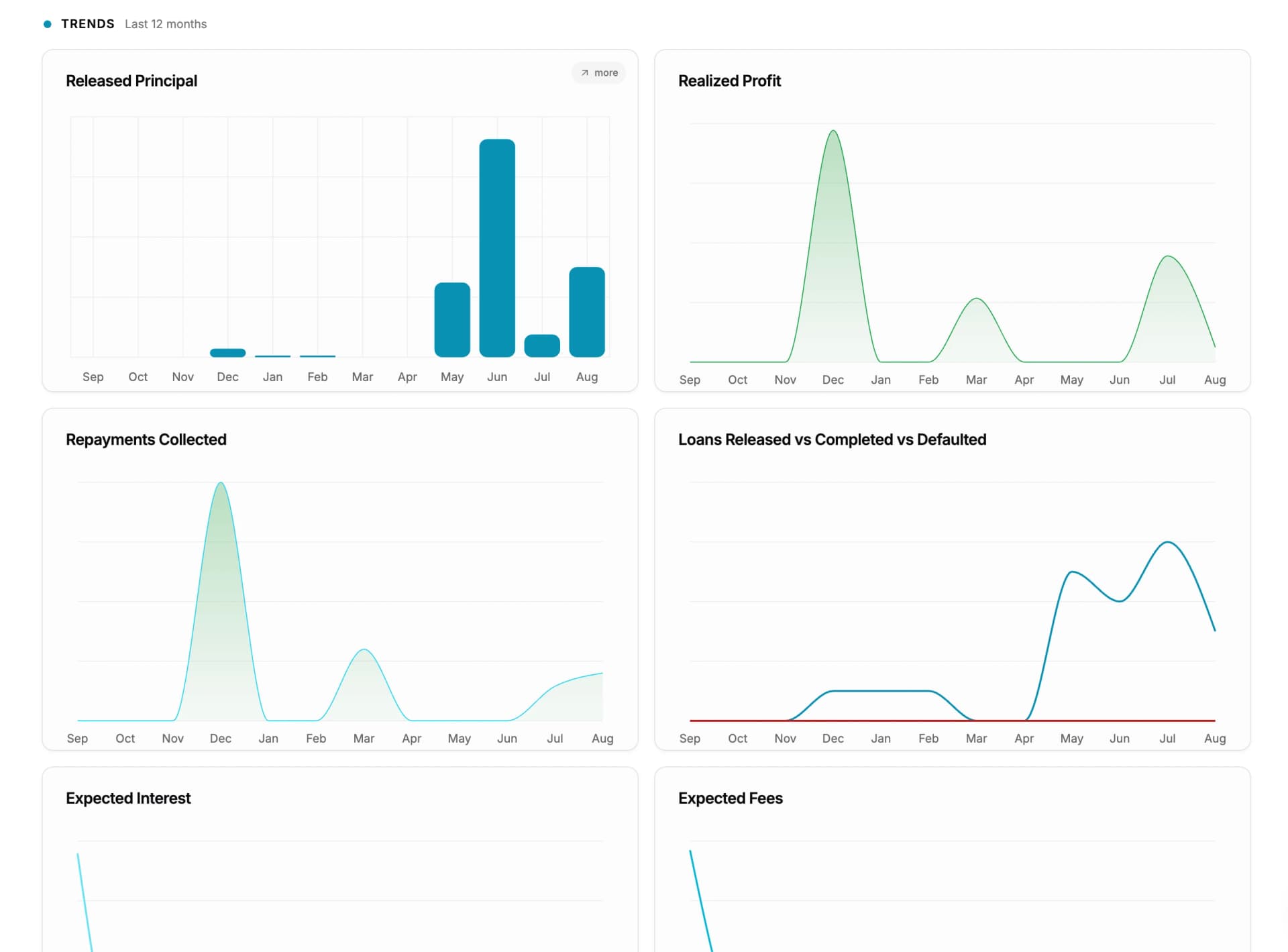 The main dashboard, showing portfolio charts and risk cards